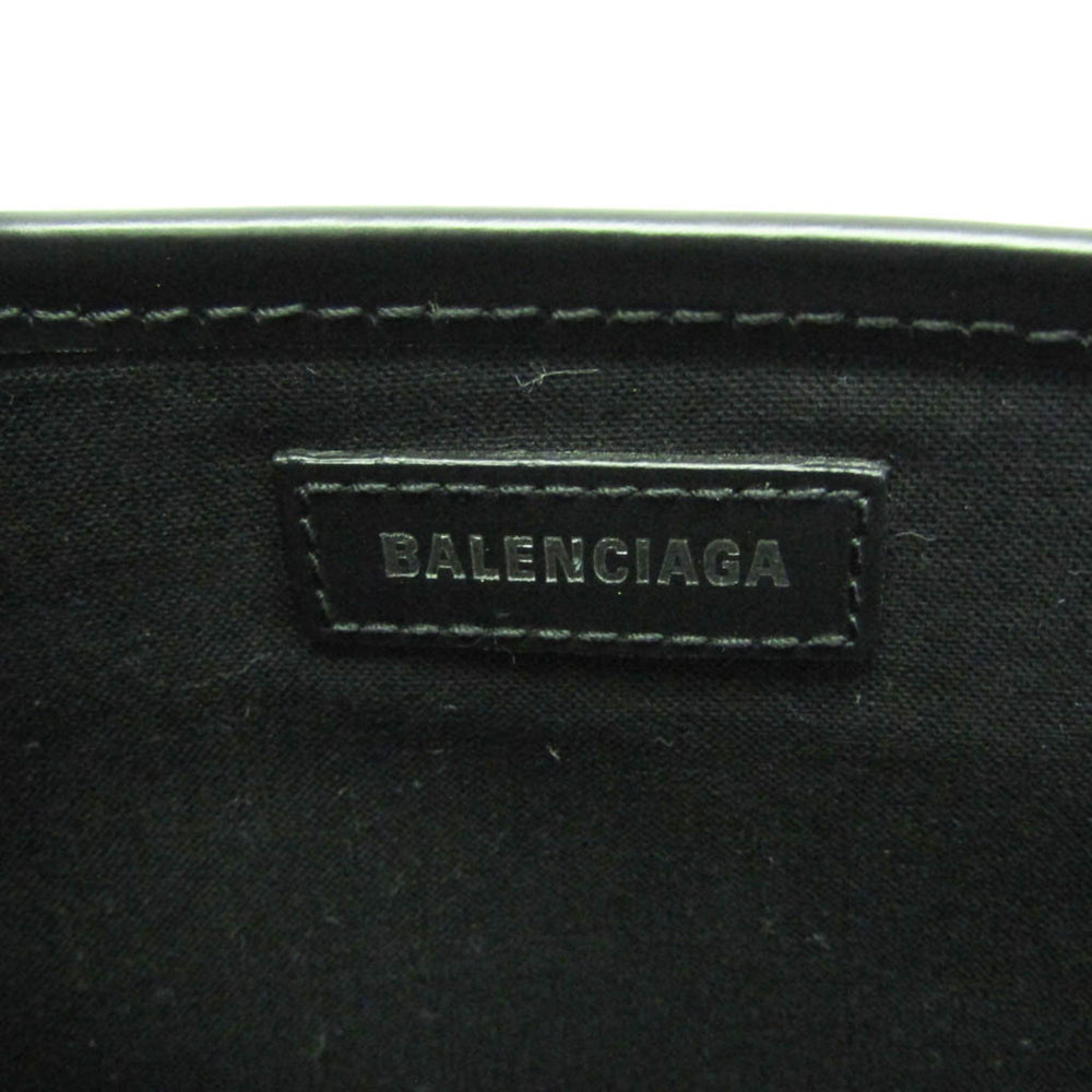 Balenciaga Navy Cabas S 339933 Women's Canvas,Leather Handbag Black,Off-white — Like New