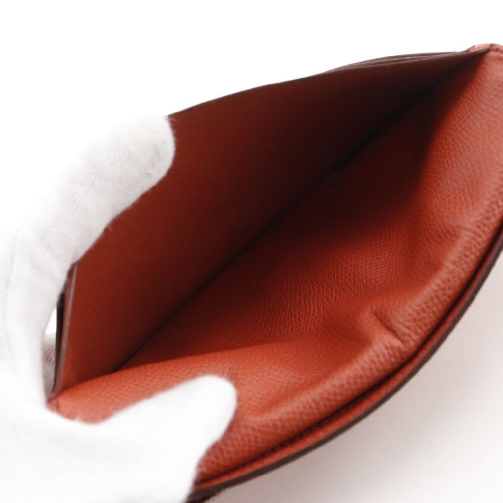 Hermes Hermès Bean Long Wallet, Epsom Leather, 2003, Orange, Women's