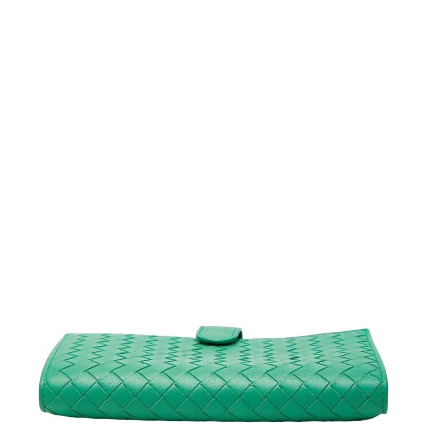 Bottega Veneta Intrecciato Round Zip Long Wallet Green Leather Women's BOTTEGAVENETA