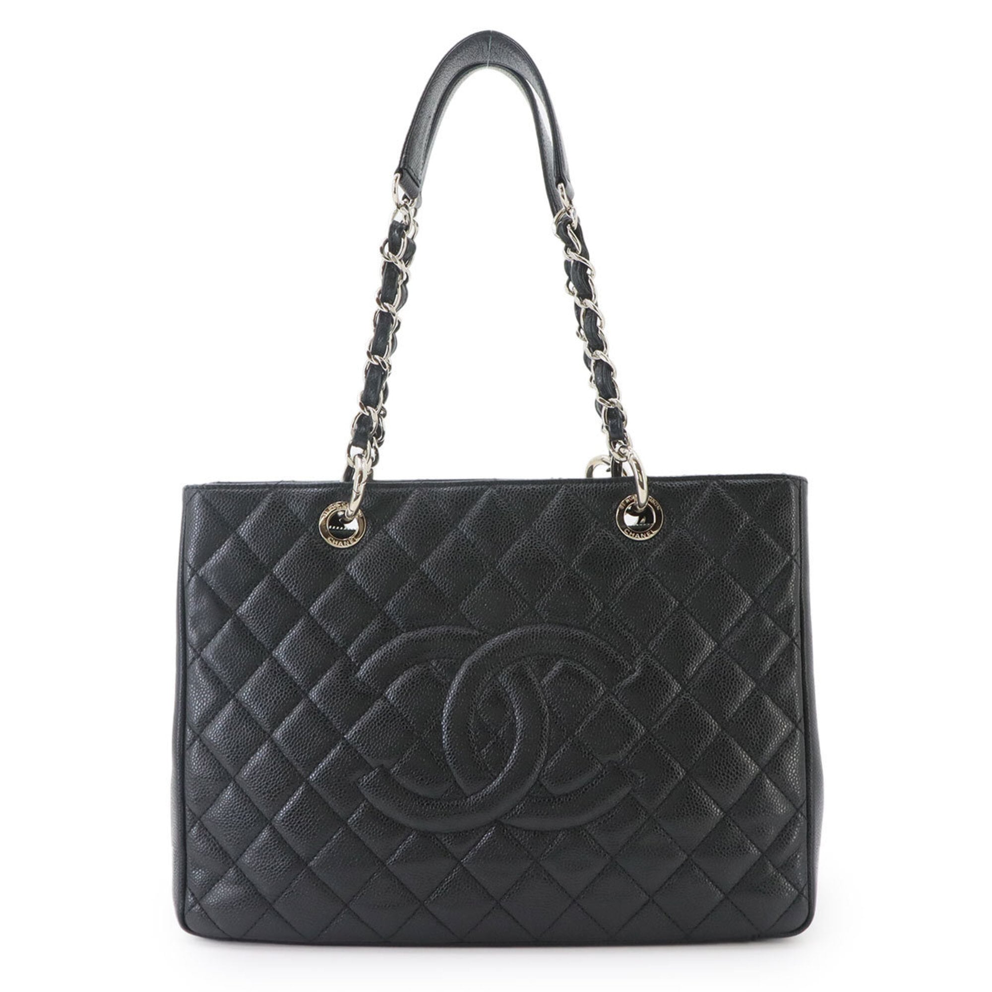 Chanel Matelasse Grand Chain Tote Handbag GST Caviar Leather Black A50995 — Like New