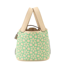 Hermes Picotin Lock PM Lucky Daisy Handbag, Swift Leather, Vert Blanc, U Stamp — Like New