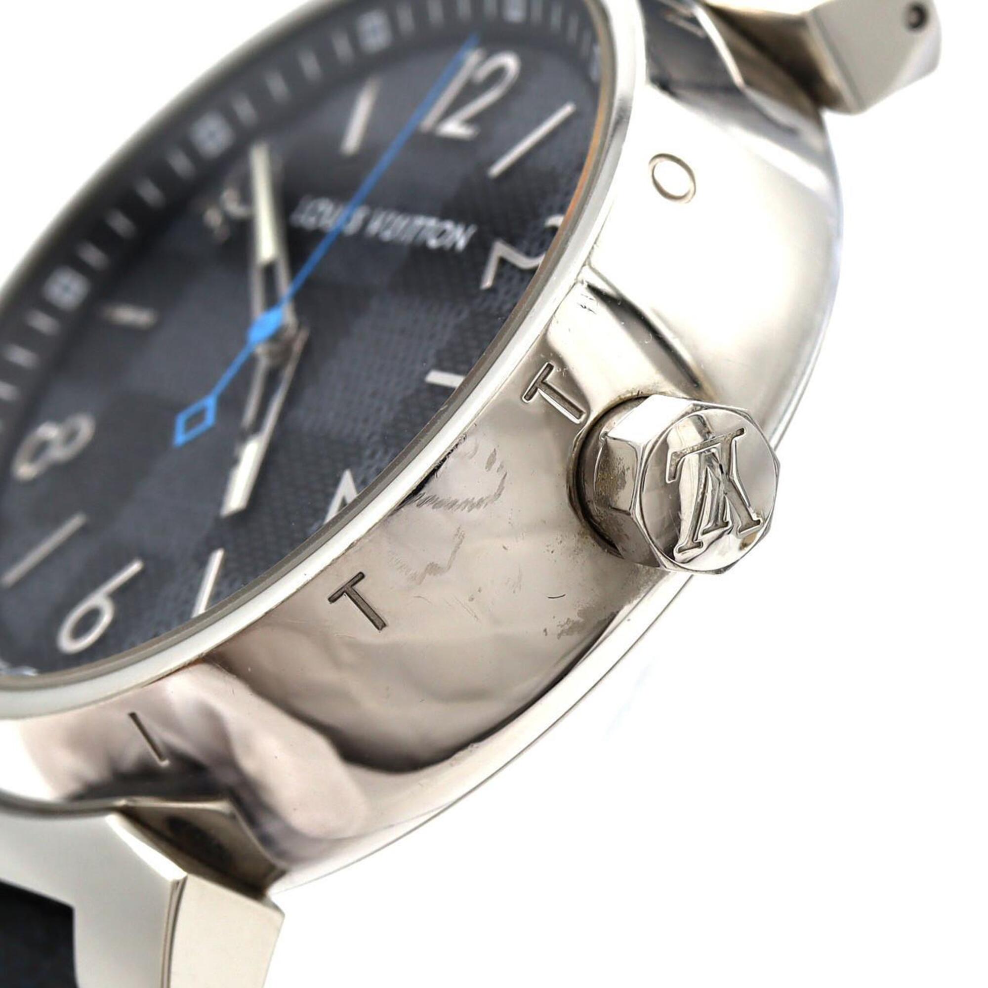 Louis Vuitton Tambour Damier Graphite QA073 SS Quartz Watch — Good