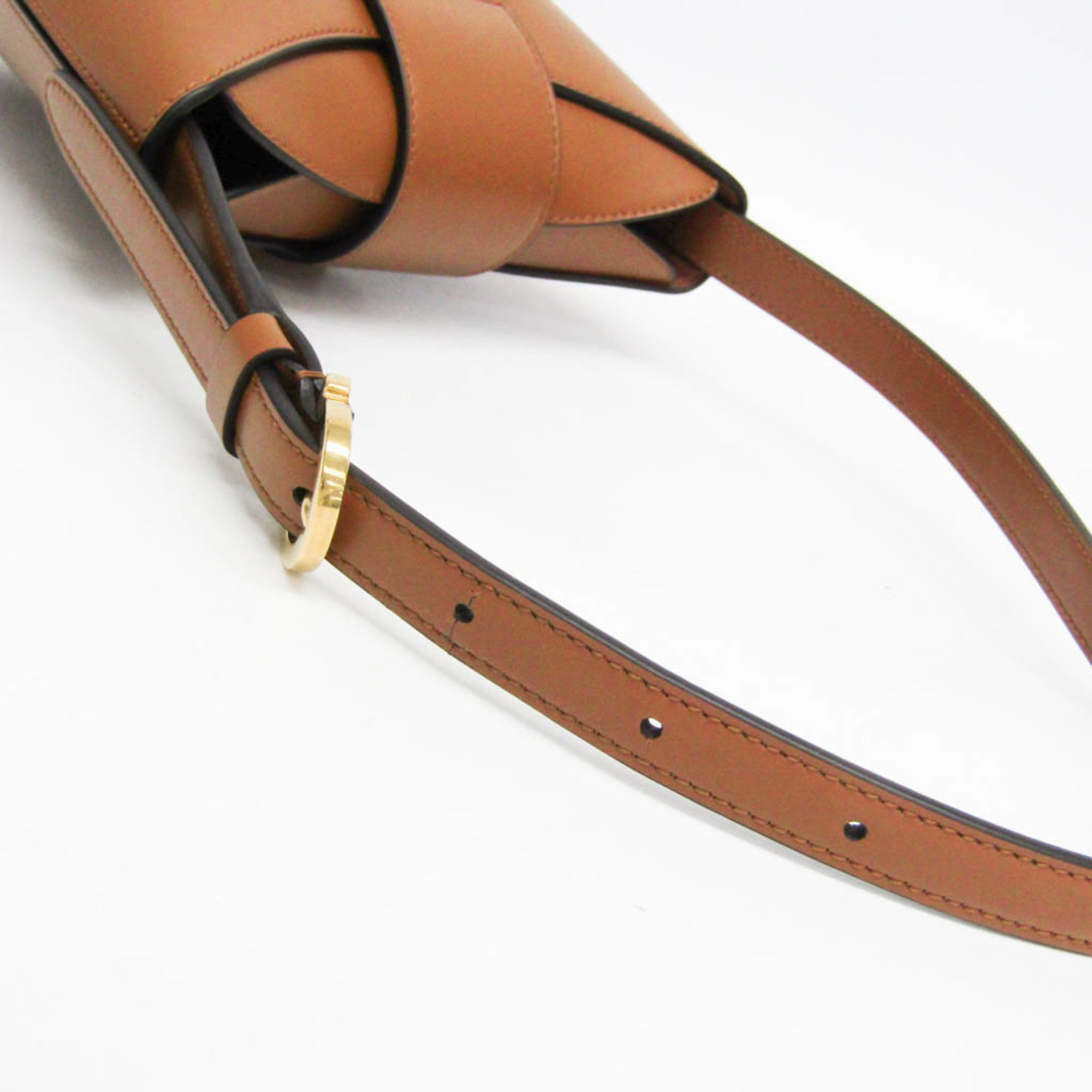 Salvatore Ferragamo Gancini Trifoglio Bucket DH-21 1194 Women's Leather Handbag,Shoulder Bag Brown — Like New