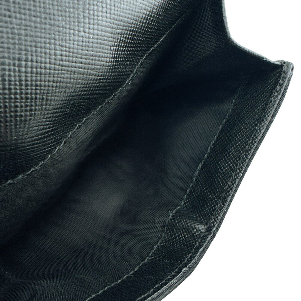 PRADA M523 Triangle Plate W Tessuto Bi-fold Wallet Black Unisex