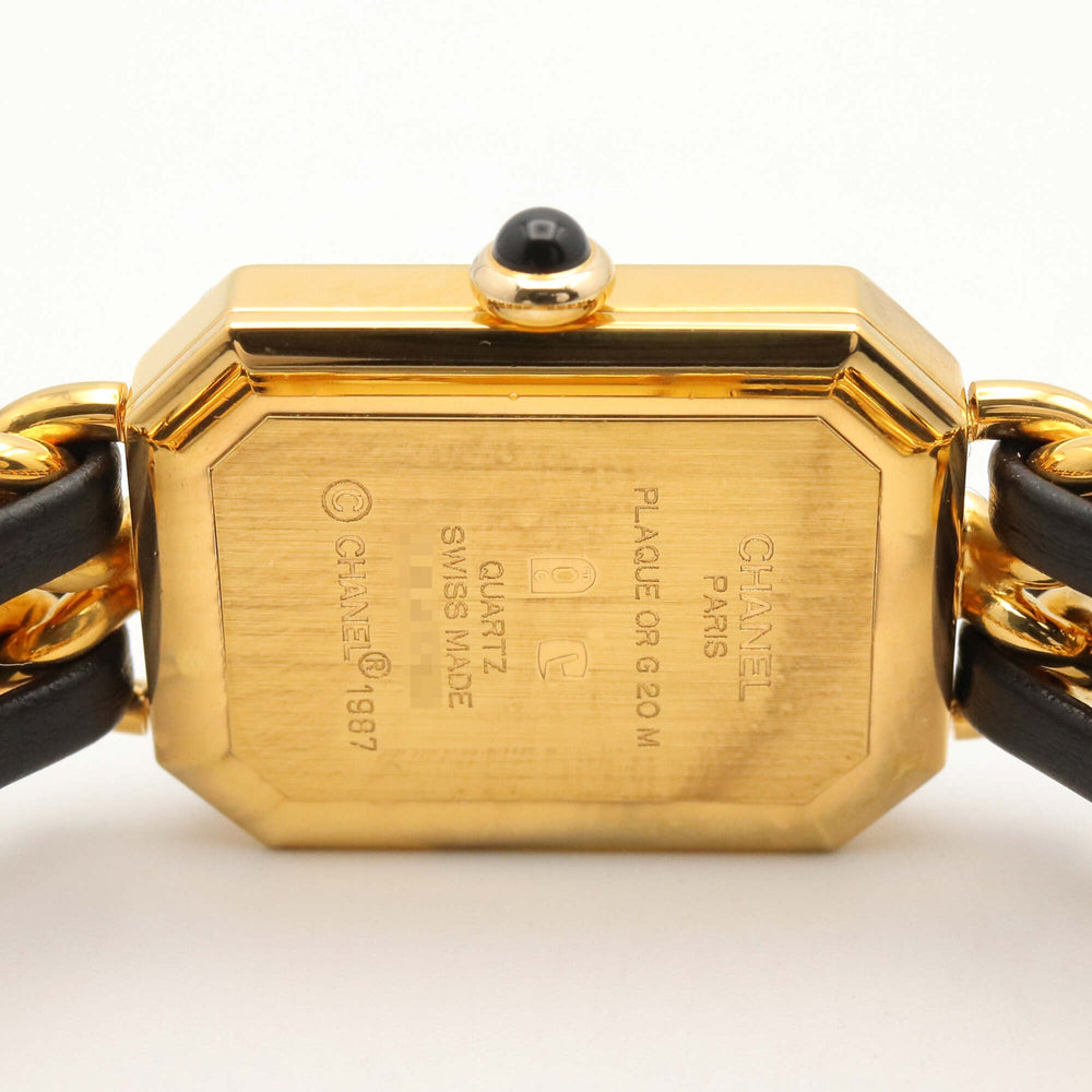 Chanel CHANEL Première M Watch, Gold Plated Leather, Women's, Black, H0001 — Very Good