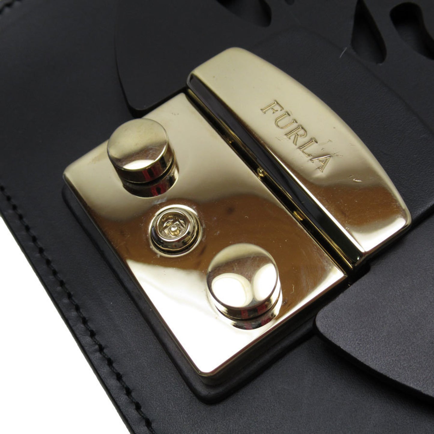 Furla Shoulder Bag Leather Black Women's t19069g