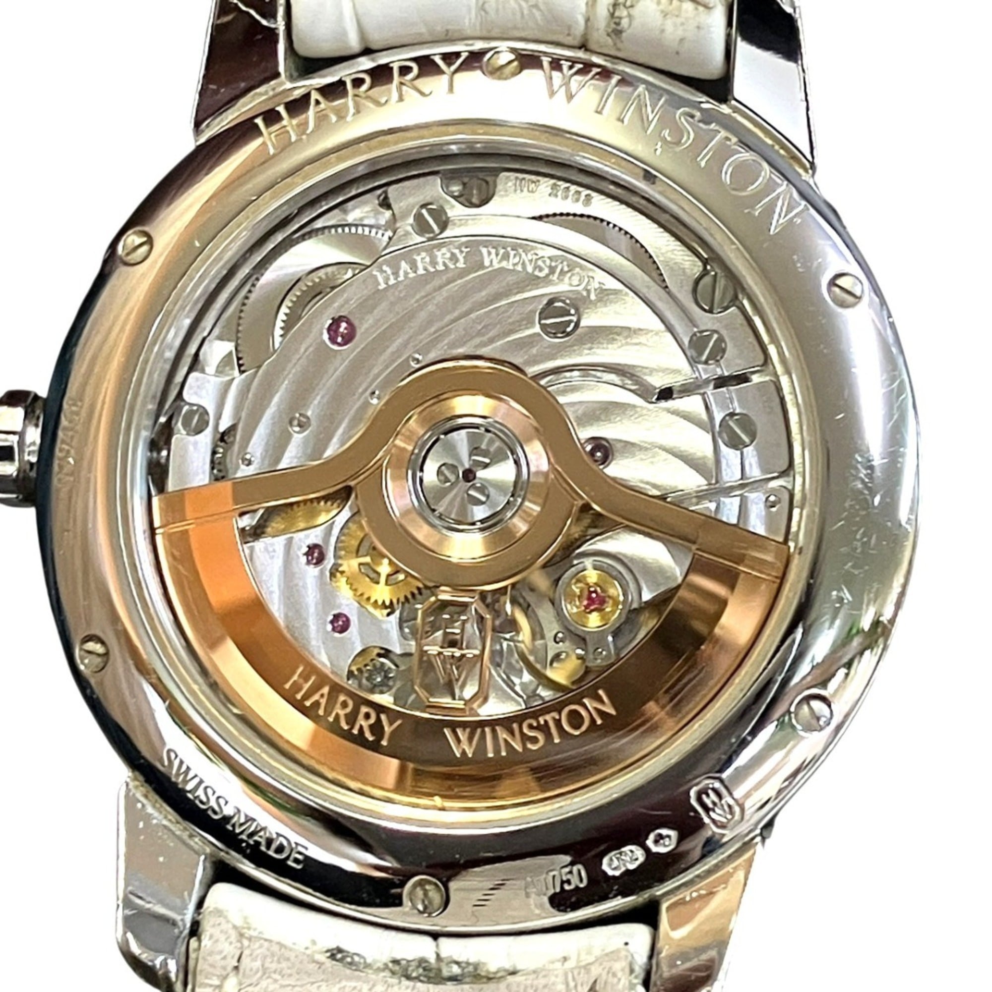 Harry Winston Midnight Diamond Stalactite Watch, Total Weight 64.7g, 18K Gold, Genuine Leather Strap, Automatic Movement, Mother-of-Pearl Dial, MIDAHM36WW001 — Very Good