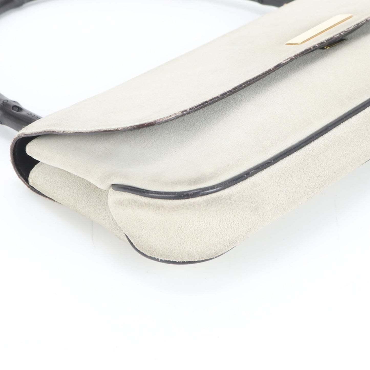 Gucci Bamboo 001-4047 Leather Shoulder Bag, Gray, Women's