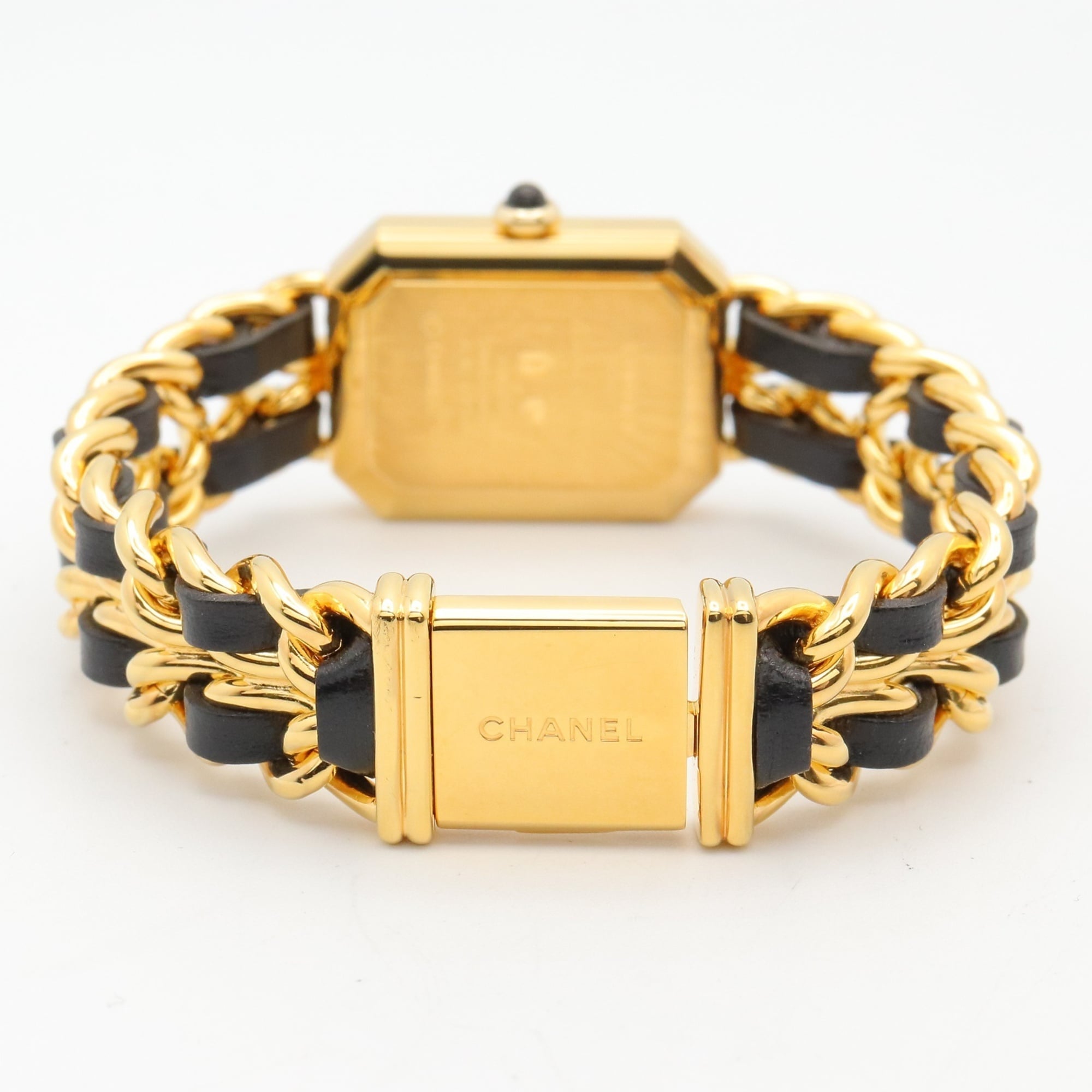 Chanel CHANEL Première M Wristwatch, Gold Plated (GP), Leather Strap, Women's, Black, H0001 — Very Good