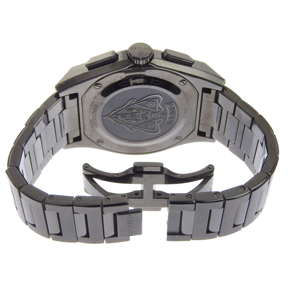 Gucci Pantheon Men's Watch, 115.2 Stainless Steel, Black Quartz Chronograph, Dial — Good