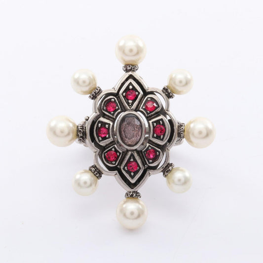 Gucci rings and jewelry in stainless steel with faux pearls rhinestones for women silver, white, pink.