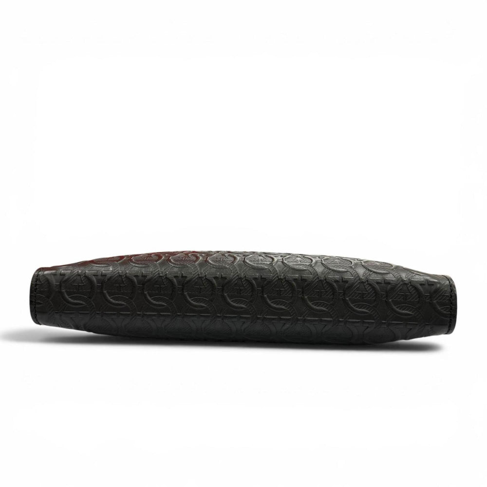 Salvatore Ferragamo leather clutch bag, black, made in Italy, men's, with box and dust bag — Like New