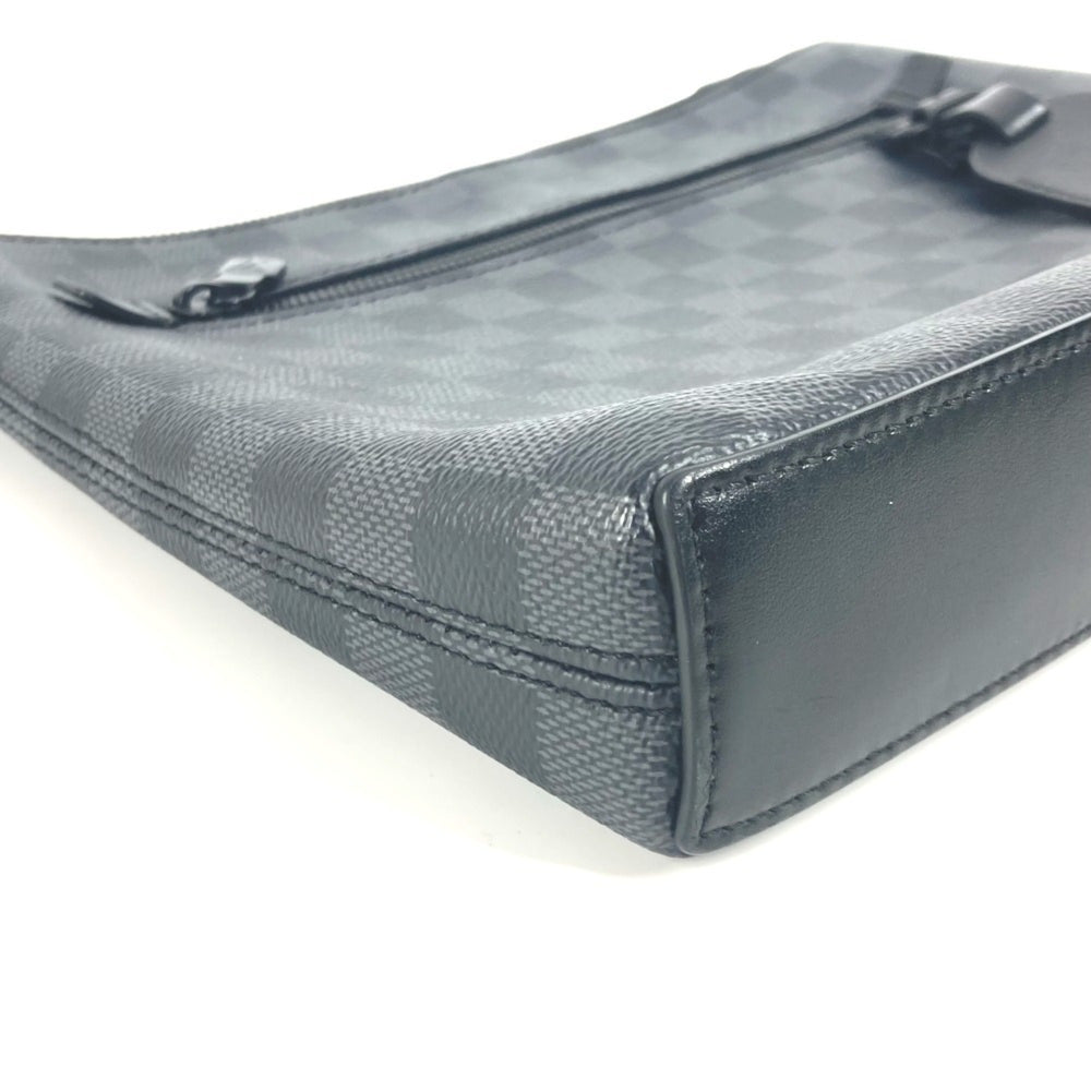 LOUIS VUITTON N40505 Damier Graphite Take-Off Pouch Bag Second Clutch with Strap Canvas Men's Women's Black — Like New