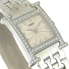 Hermes HERMES H Watch Wristwatch Diamond Bezel HH1.230 Stainless Steel Quartz Analog Display Silver Dial Women's — Very Good