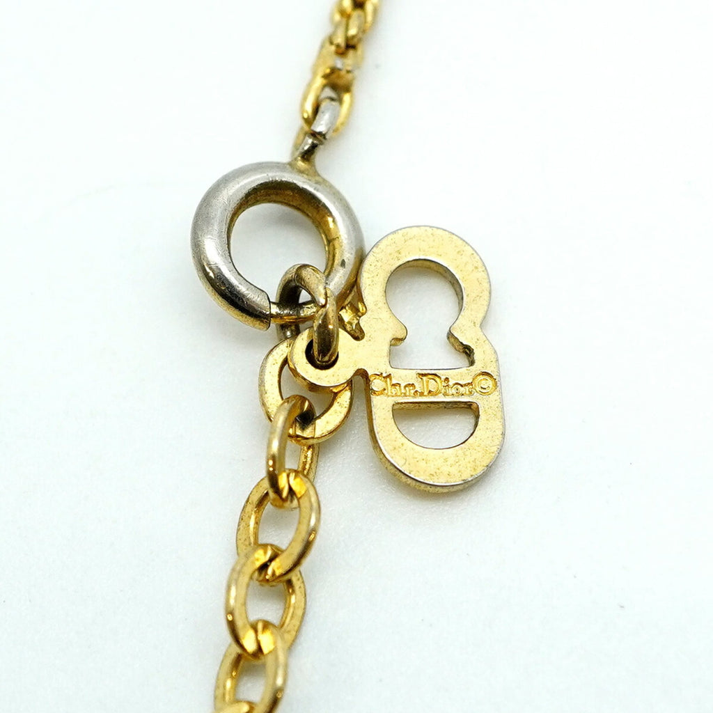 Christian Dior necklace with heart motif, gold plated rhinestones, for women.