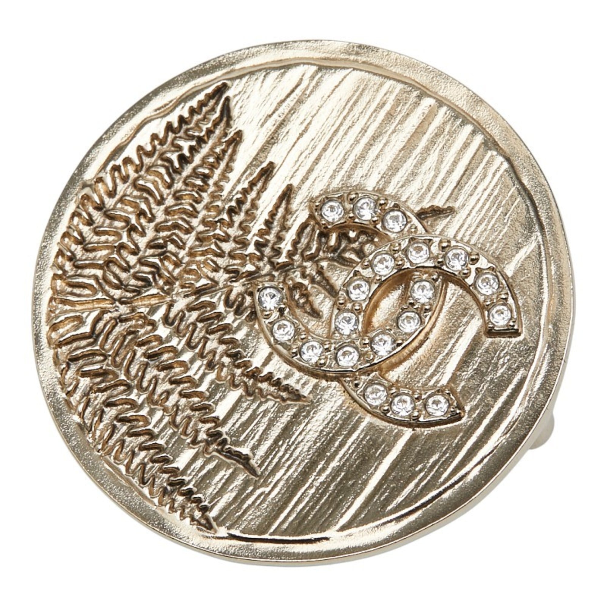 Chanel Coco Mark Brooch, Gold Rhinestone Plated, Women's, CHANEL — Like New