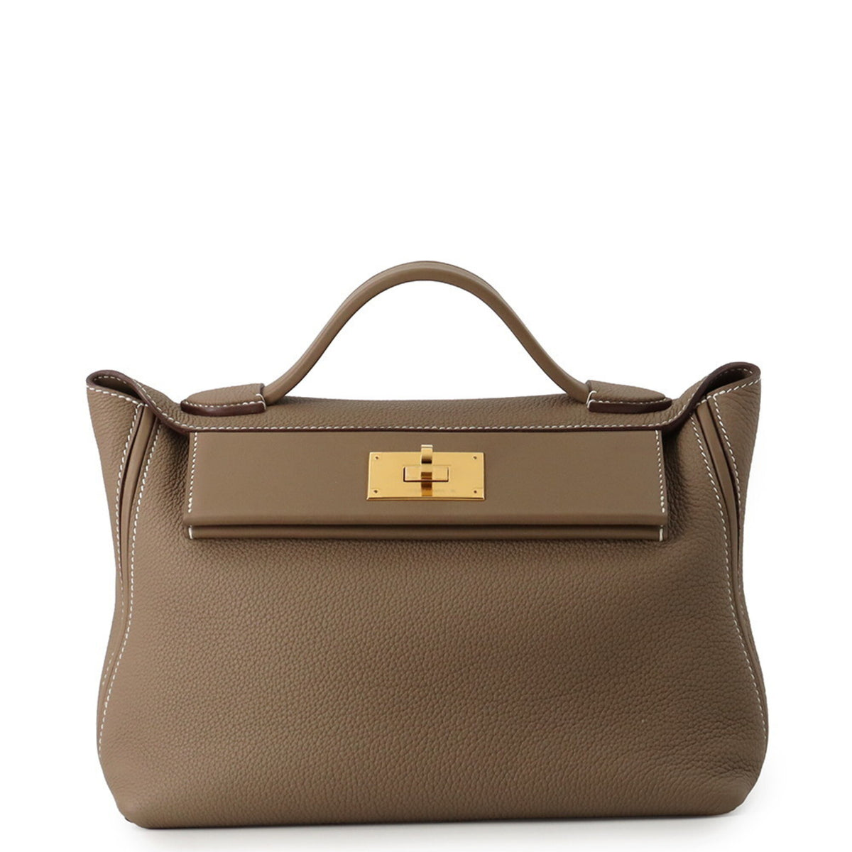 Hermes 24 29 Sac Etoupe Togo Swift Z stamp HERMES 2-way handbag — Like New