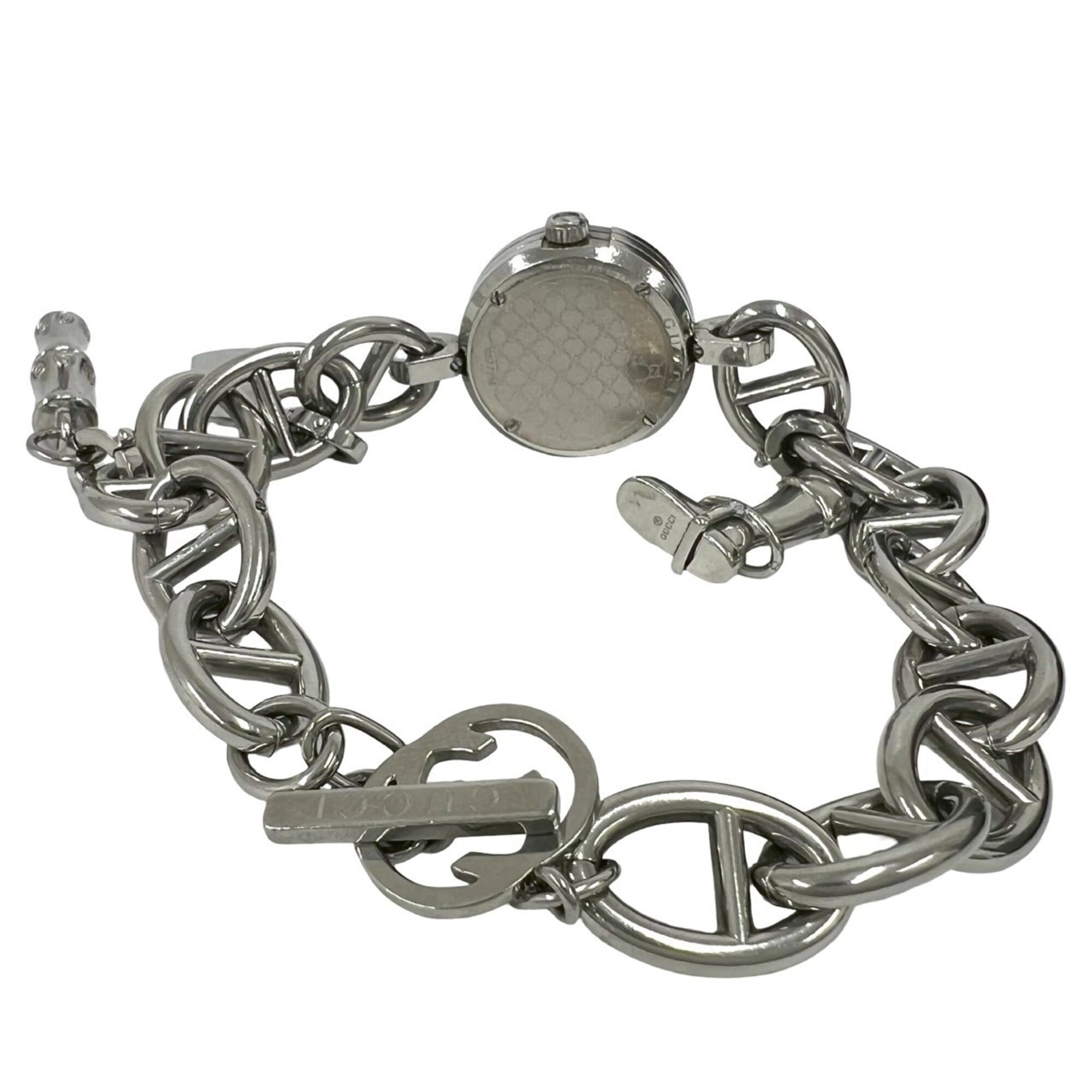 GUCCI Gucci Logo Charm Stainless Steel Quartz Wristwatch Silver 37369 — Good