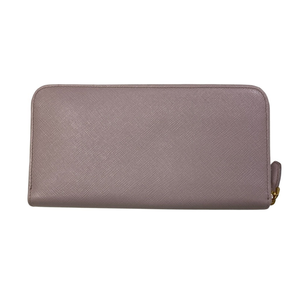 PRADA Prada Ribbon Saffiano Leather Round Zip Long Wallet 1ML506 Pink Women's