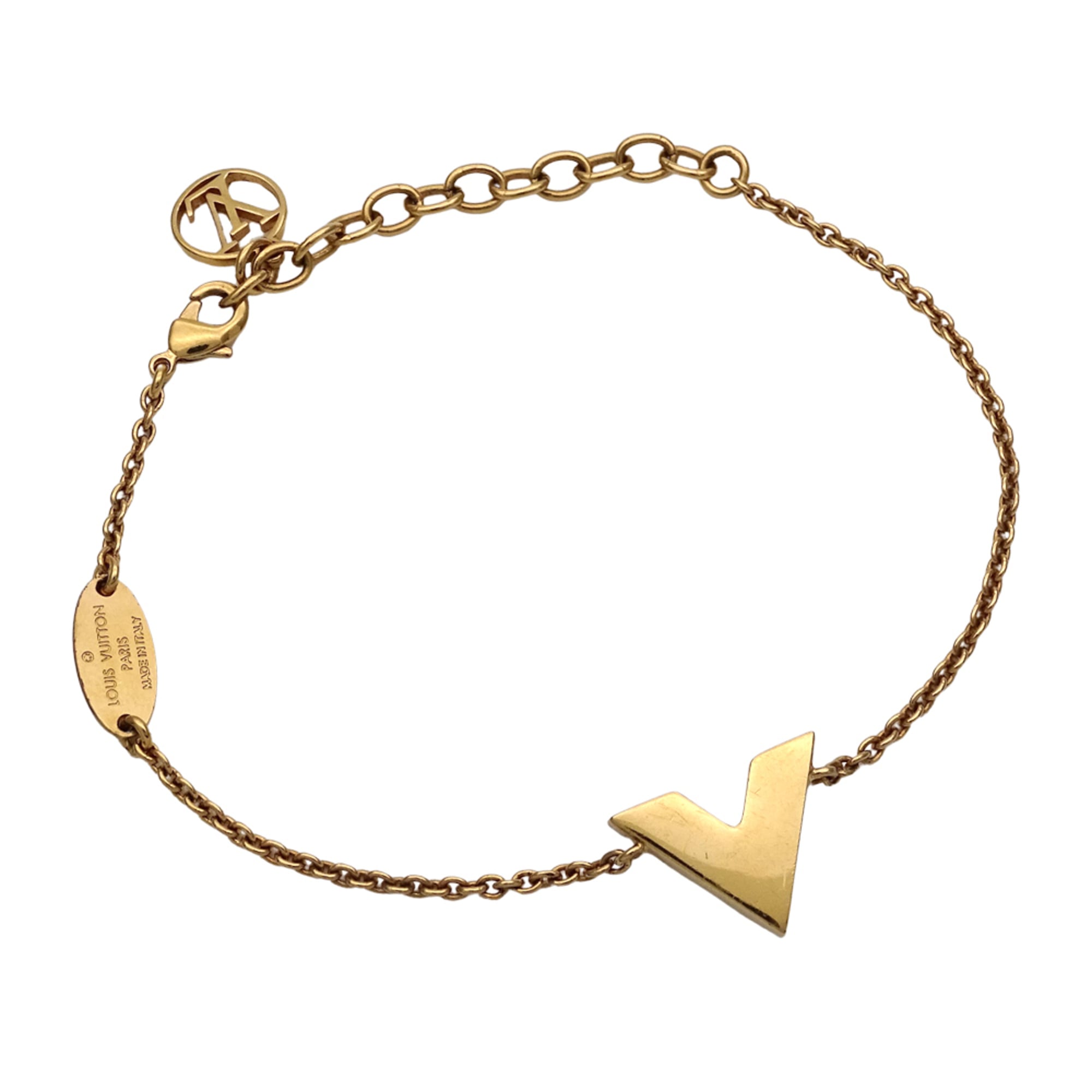Louis Vuitton Essential V Bracelet, Women's, Gold, M61084, with Logo