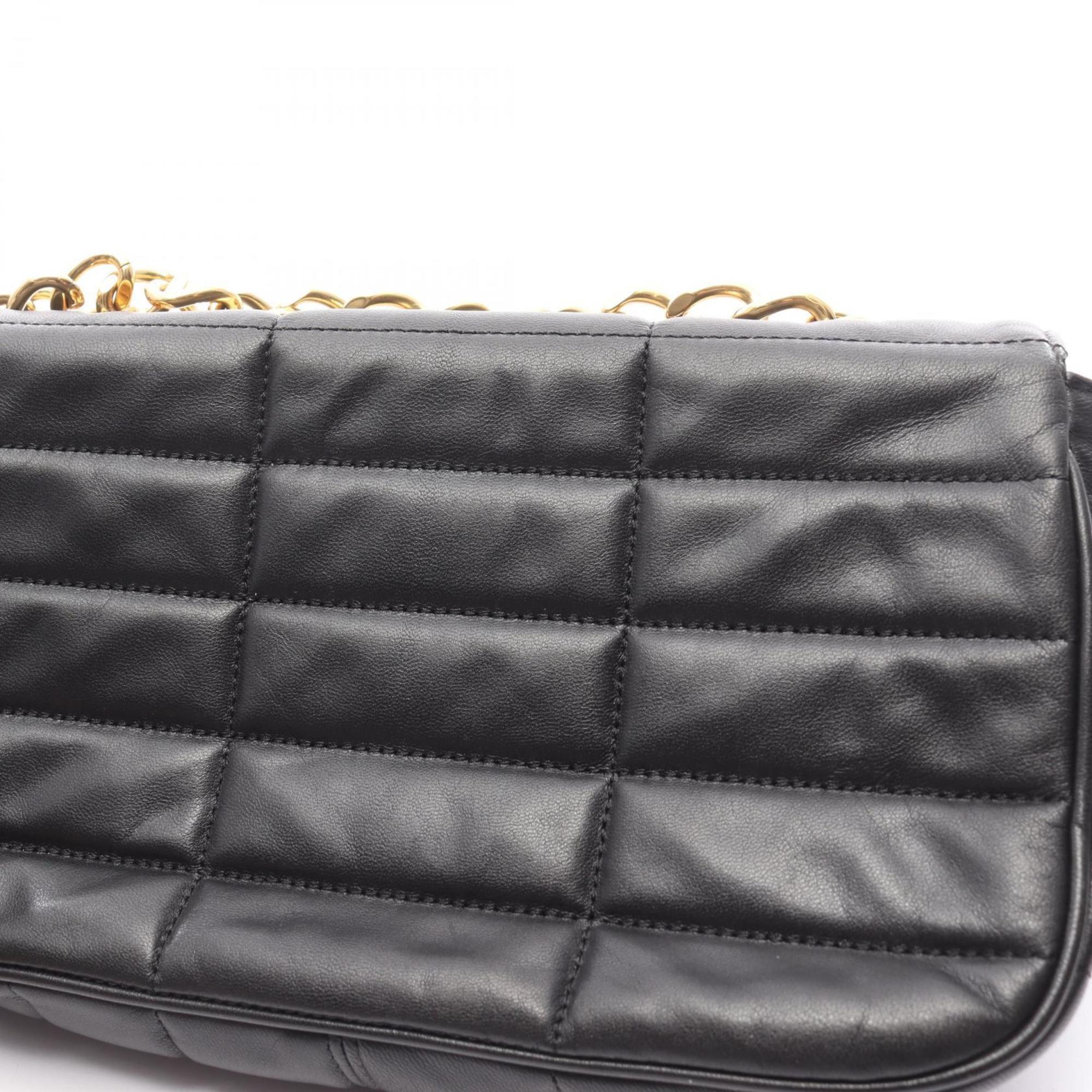 Celine Monochrome Shoulder Bag, Leather, Women's, Black