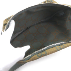 GUCCI 792287 Ripstop Nylon GG Logo Pattern Belt Bag/Body Bag/Waist Pouch with Patch, Khaki, Made in Italy, Men's — Like New