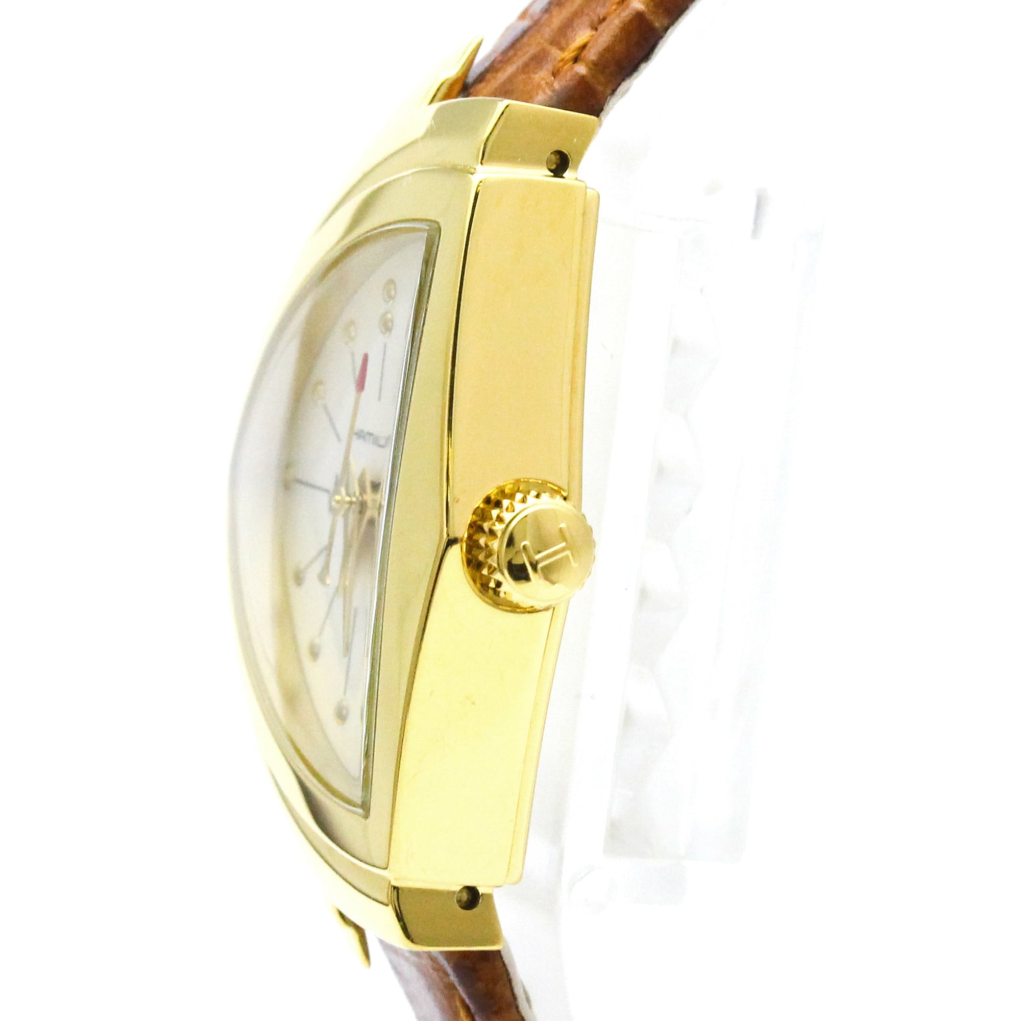HAMILTON Ventura Gold Plated Leather Quartz Ladies Watch H24101511 — Very Good