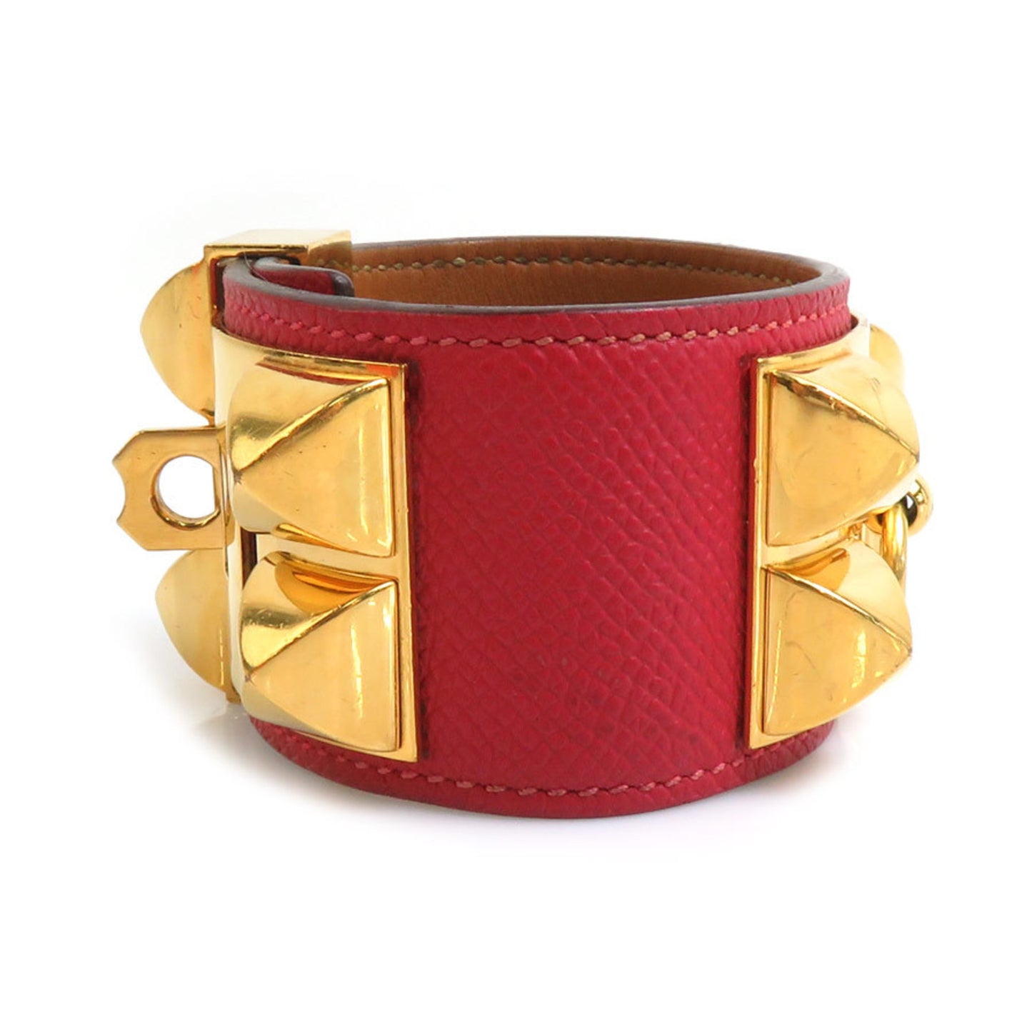 Hermes HERMES Bracelet Bangle Collier de Chien Epsom Metal Estimated Rouge Grenat Gold Men's Women's h31107i
