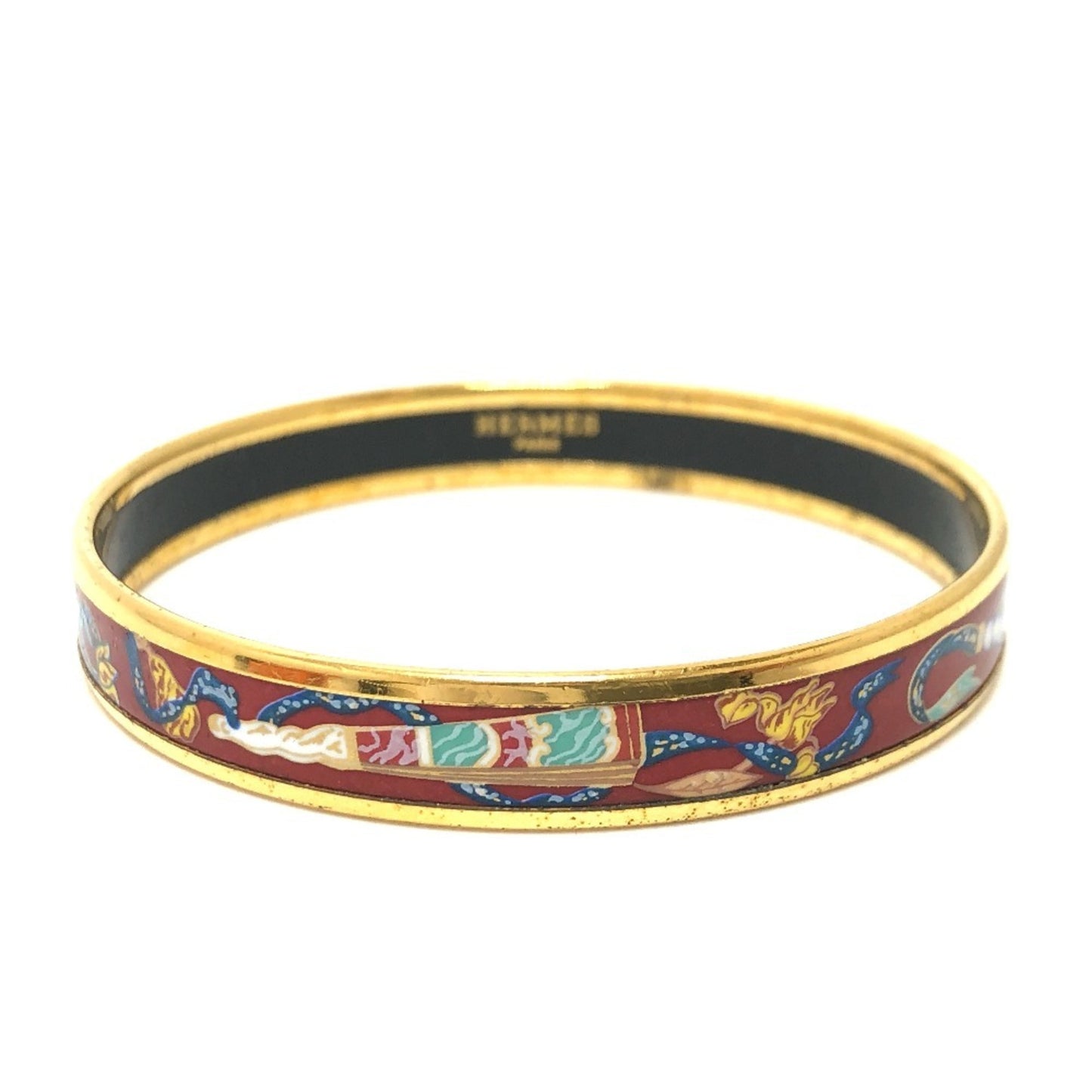 HERMES Hermes Enamel PM Bracelet/Bangle GP/Enamel Women's Red
