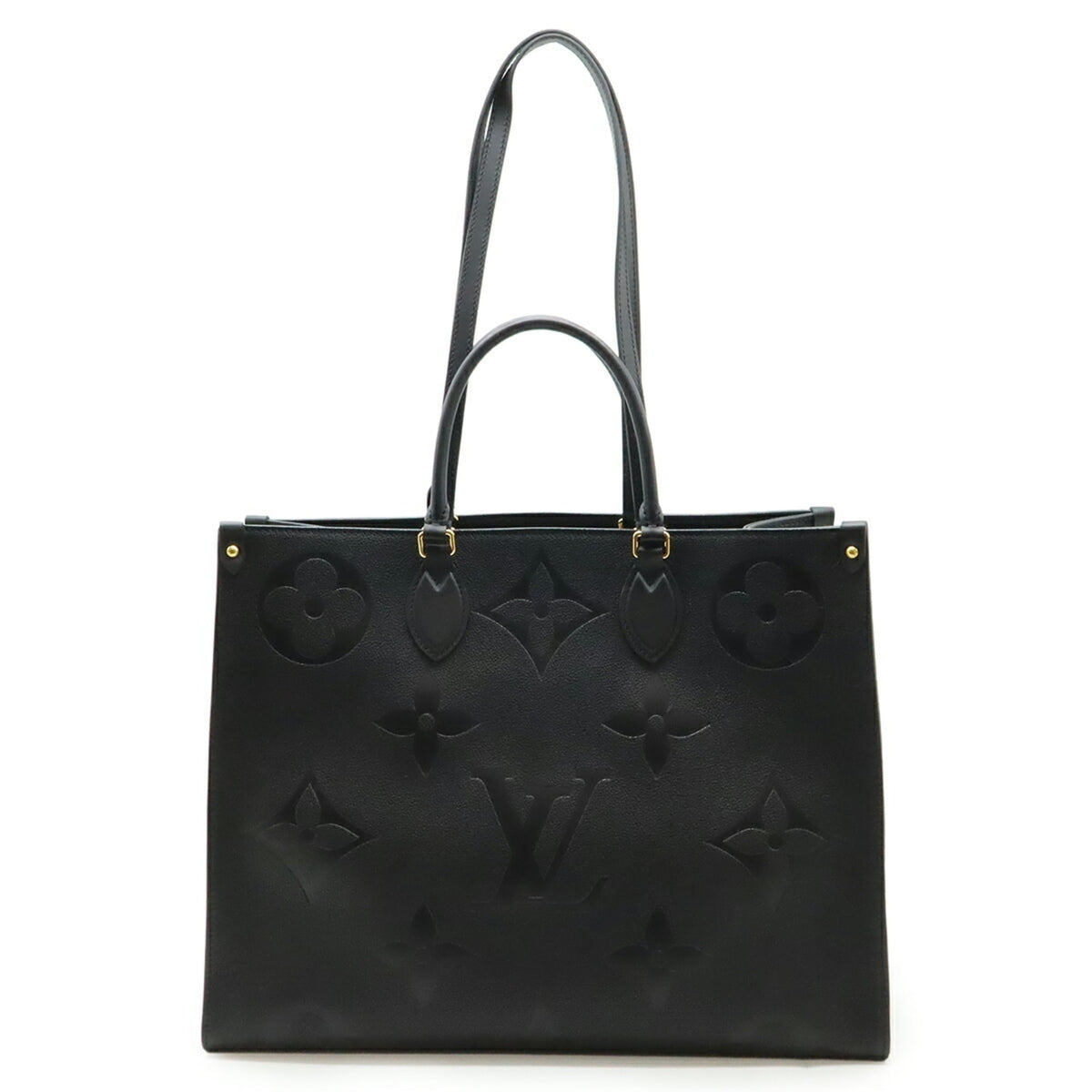 LOUIS VUITTON Monogram Empreinte On the Go GM Tote Bag, Large Shoulder Noir Black, M44925 — Like New
