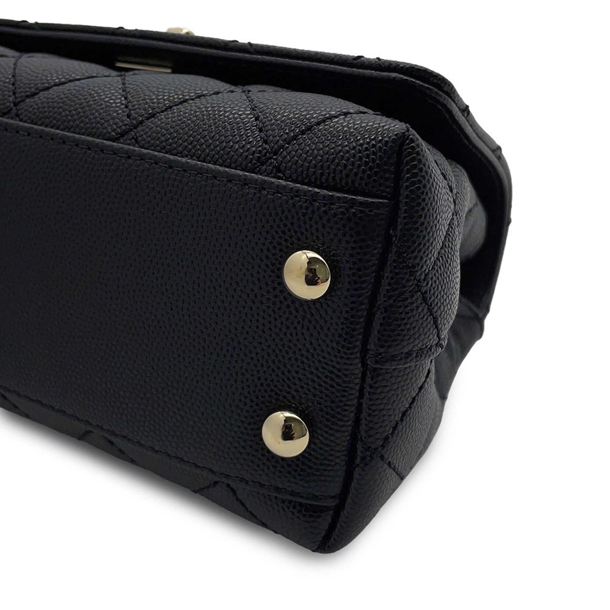 Chanel handbag, Coco Mark, Matelassé, Handle, XXS, caviar leather, AS2215, CHANEL 2-way, black, women's — Like New