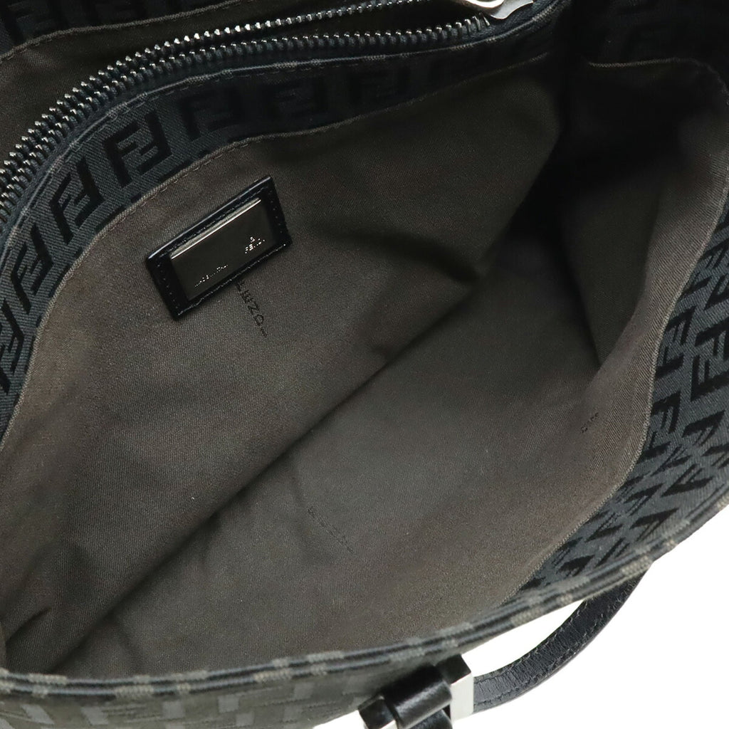 FENDI Zucchino Zucca Print Handbag, Mini Tote Bag, Canvas and Leather, Black, 8BH132