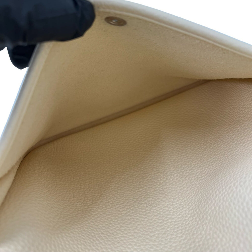 HERMES Evelyne 3 PM Taurillon Clemence Leather Shoulder Bag/Sacoche, Ivory, 65819 — Like New