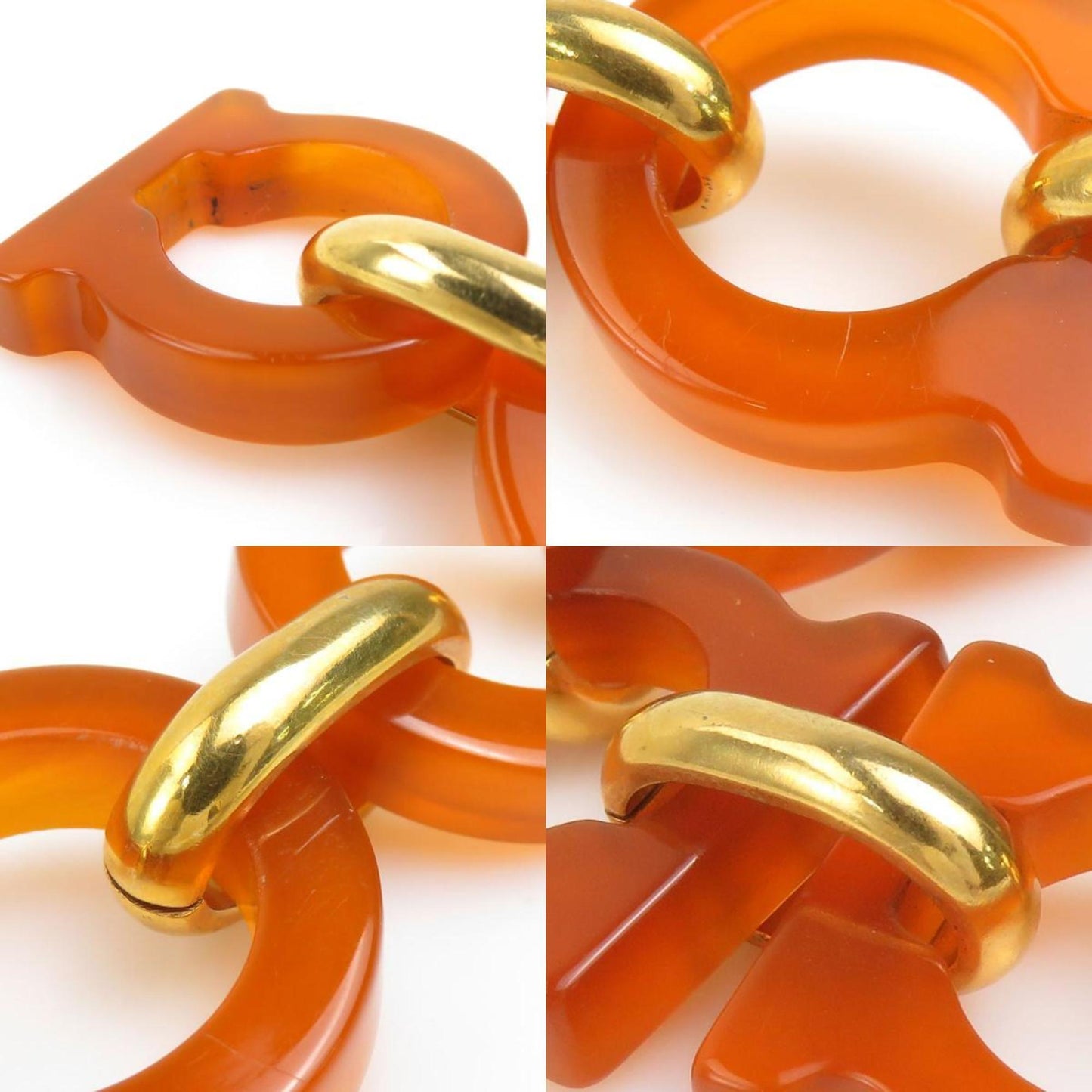 Salvatore Ferragamo Bracelet Gancini Plastic Metal Brown Gold Women's e60548g