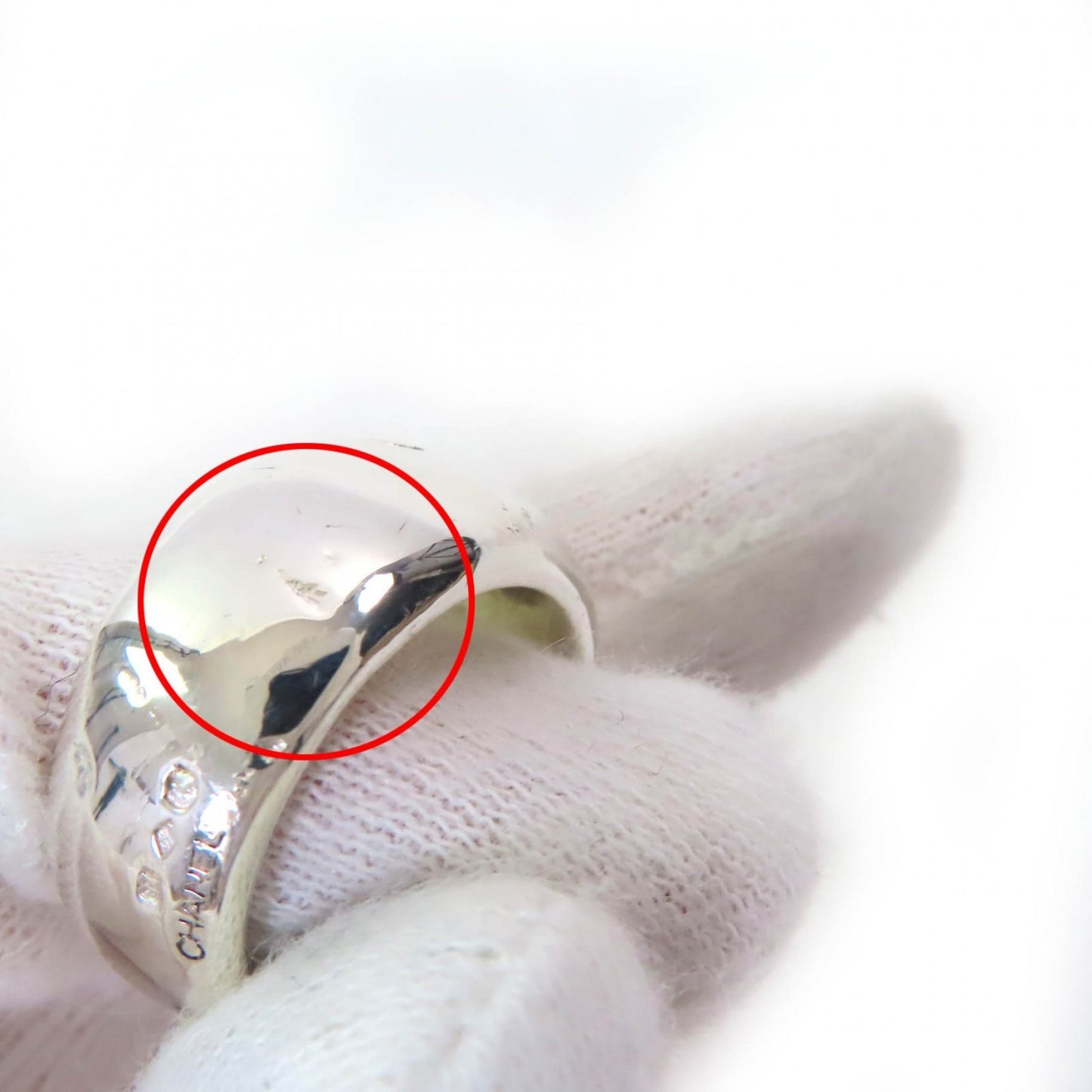 CHANEL SV925 Wide Ring with Logo Engraving, Silver, Approx. Japanese Size, Weight 16.2g, Women's