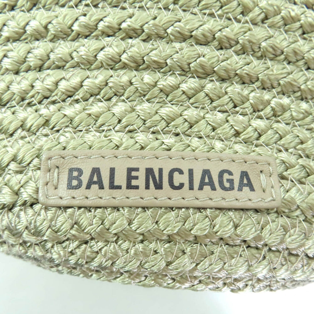 BALENCIAGA 695612 Ibiza Small Logo Patch 2-Way Basket Bag, Khaki, with Dust Made in Italy, Women's — Like New