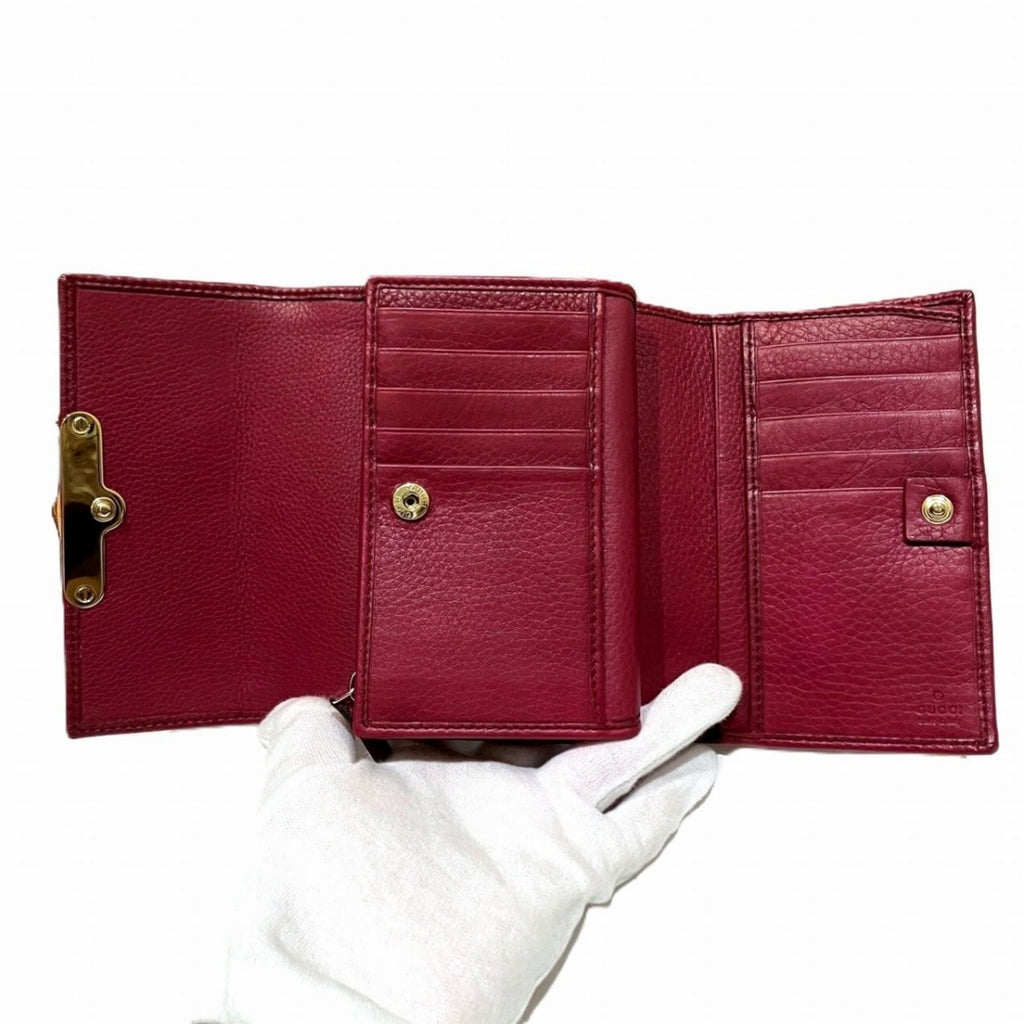 Gucci Tri-fold Wallet Bamboo Leather 257017