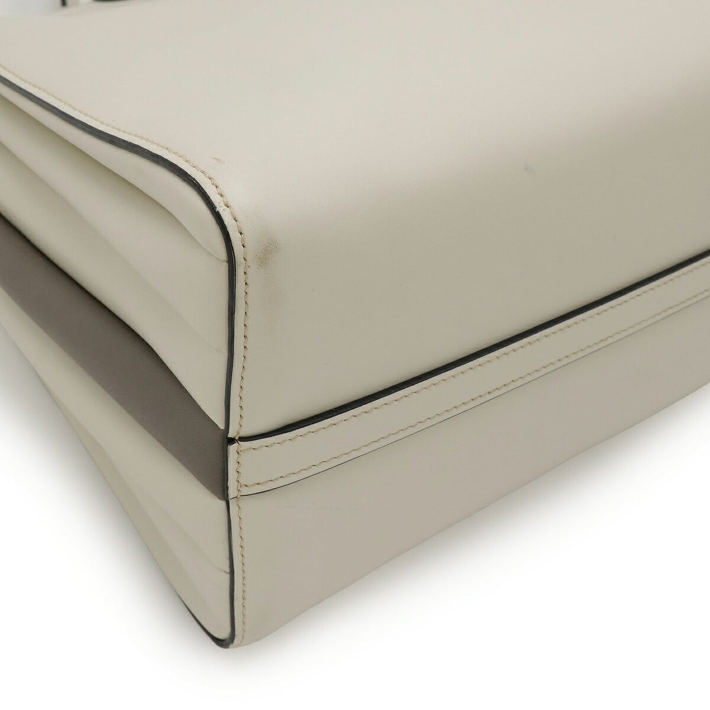 PRADA Bibliothèque Tote/Shoulder Bag in City Calf Leather, TALCO, Off-White, Purchased at an Overseas Duty-Free Shop, 1BG098