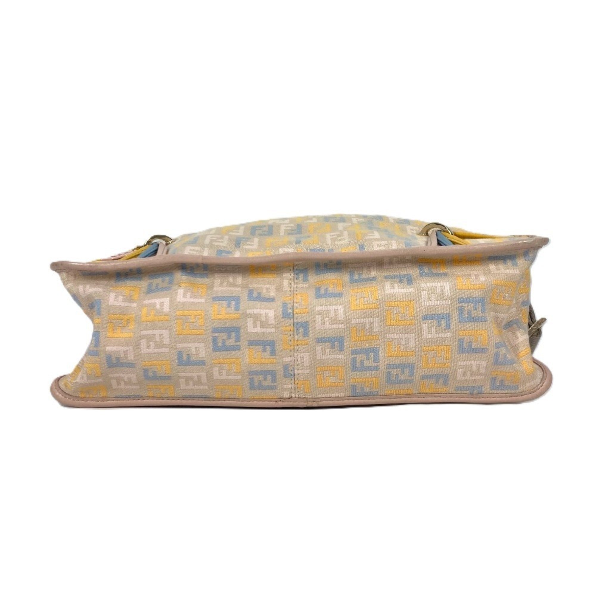 FENDI ZUCCA Logo Crossbody Bag with Charm Shoulder Leather Canvas Men Women Multicolor