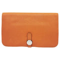 HERMES Dogon Duo GM Taurillon Clemence Orange Long Wallet, Leather, Wallet & Coin Case, Women's Men's