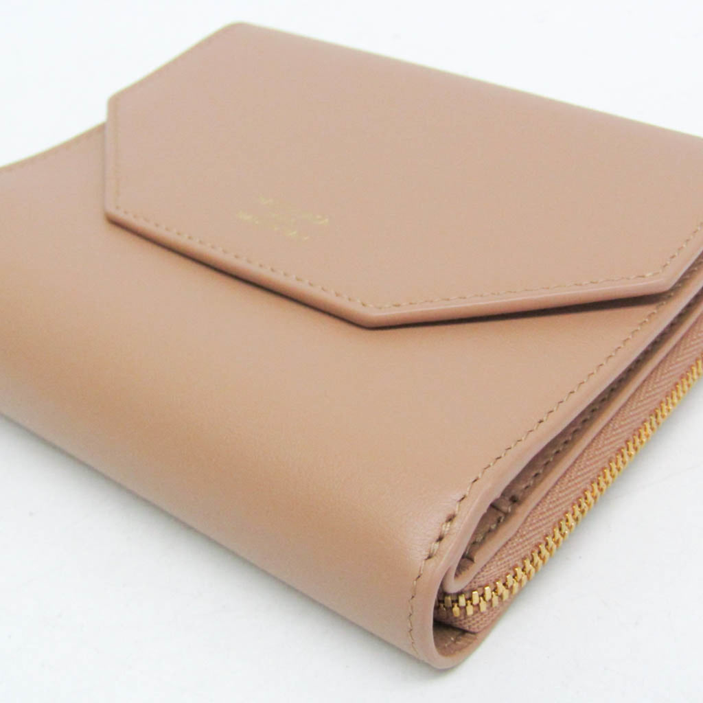 Balenciaga Envelope Compact Wallet 753762 Men,Women Leather Wallet (tri-fold) Pink Beige