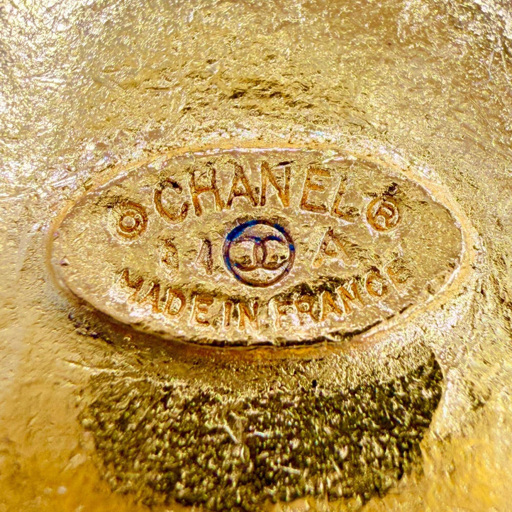 CHANEL Vintage 94A Coco Mark Gripoix Cross Fringe Long Necklace, Rare Gold, Made in France, Women's — Like New