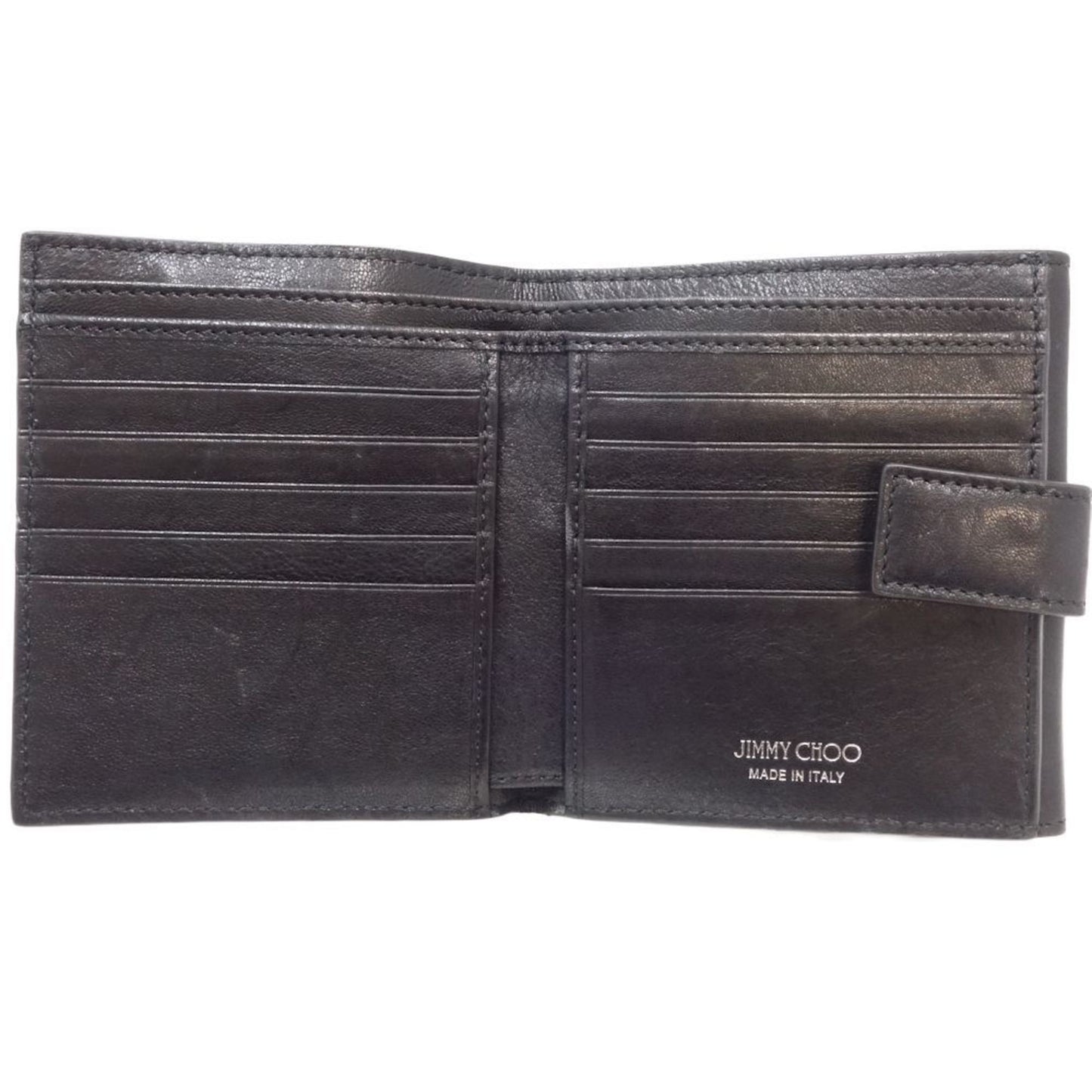 Jimmy Choo Star Studded Frida Bifold Wallet Leather Black 083683