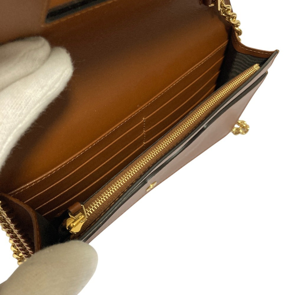 GUCCI GG Matelasse Leather Wallet, Chain Shoulder Bag, 723787, Brown, Women's — Like New
