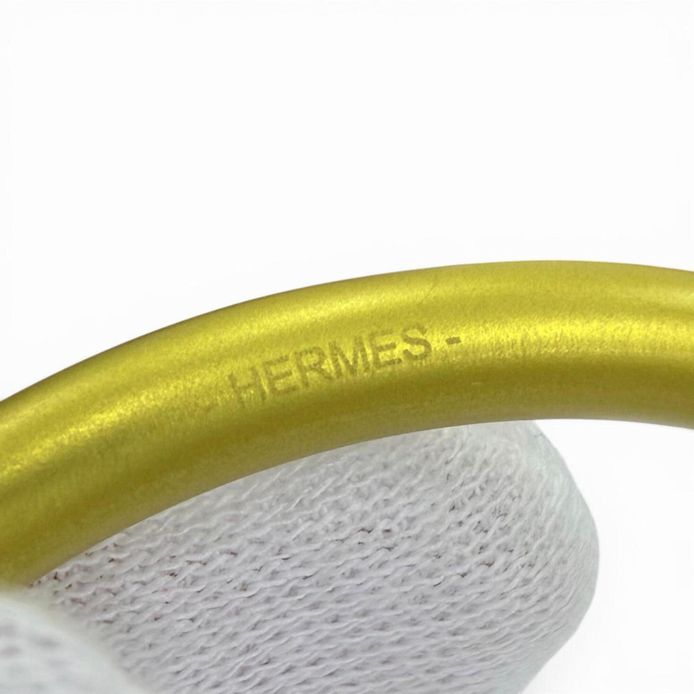 HERMES Loop Grand Necklace, Leather Trim Pendant, Yellow (Jaune), Women's, with Box and Dust Bag — Like New