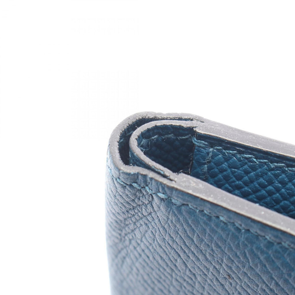 Hermes Hermès MC2 Thales Bifold Wallet in Calfskin Leather (Cowhide) with Epsom Leather, Men's Blue