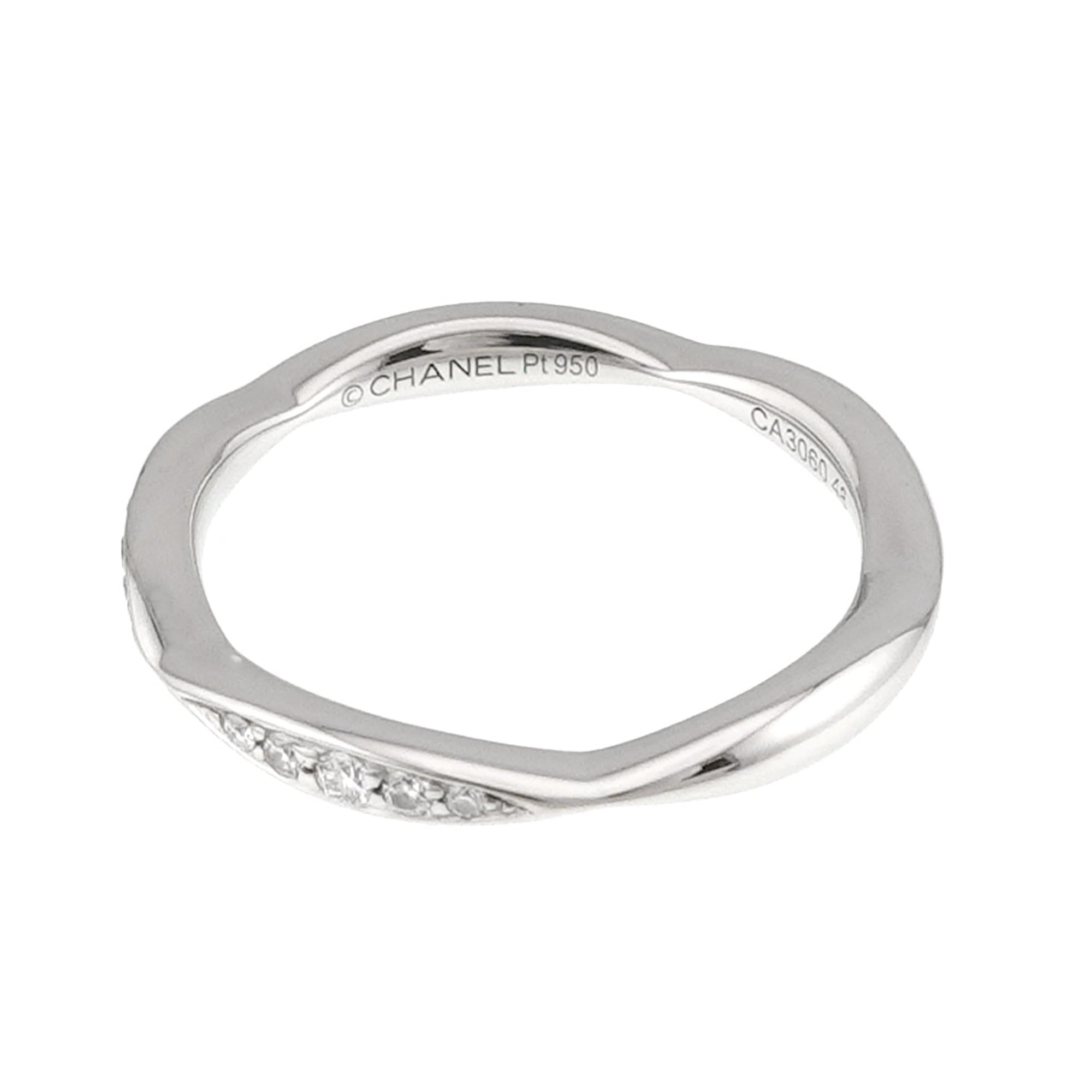 Chanel Camellia Ring #48, Half Diamond, Platinum — Like New