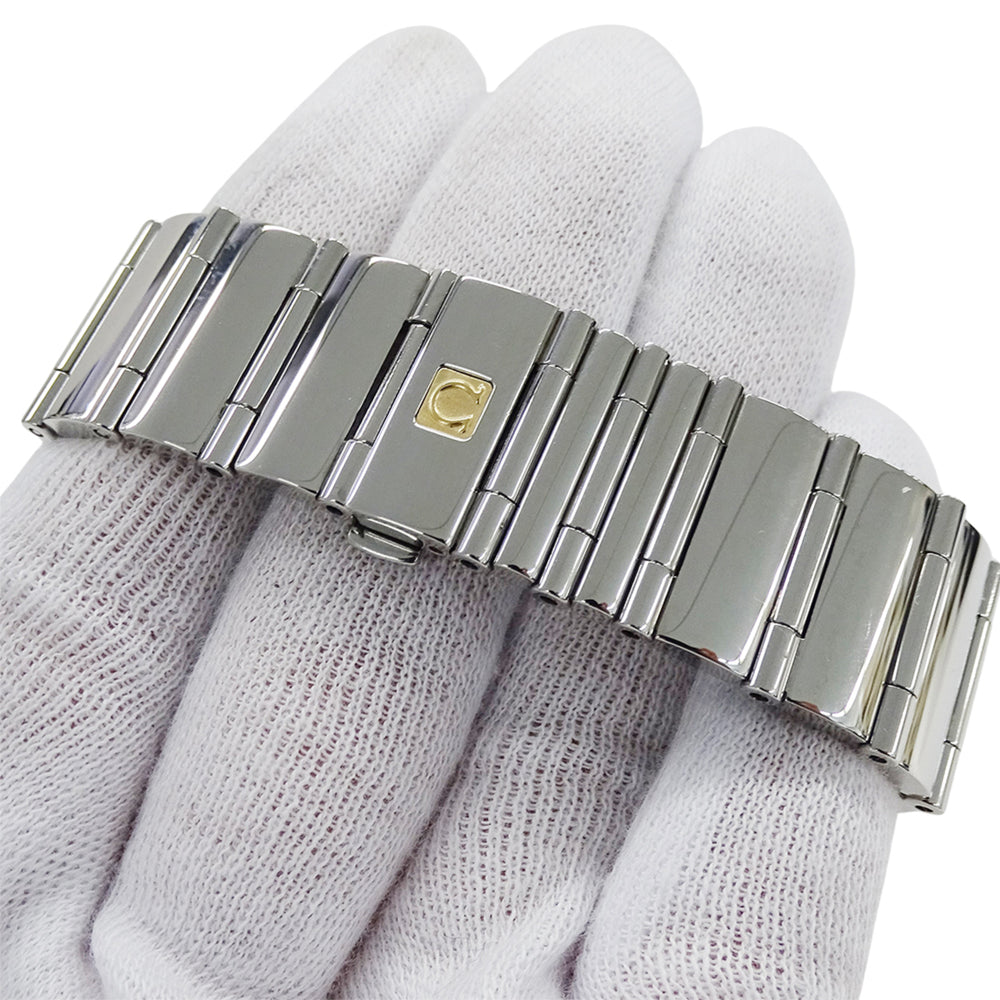 Omega Constellation Carre Quadra 1528.46 Women's Watch, Brand Name, Diamond, Quartz Movement, Stainless Steel (SS), Silver, Black, Square Frame — Good