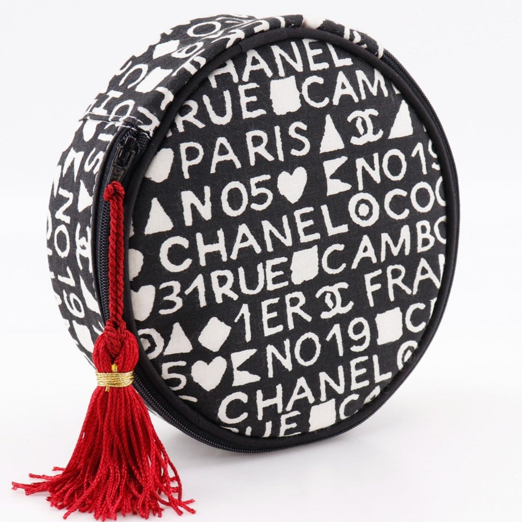 Chanel 31rue Cambon Makeup Pouch, Novelty, Cotton, Black, Zippered, Women's