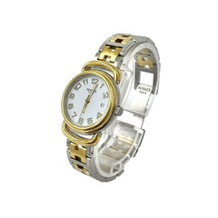HERMES Pullman Stainless Steel GP Quartz Wristwatch Gold Silver 25057 — Good